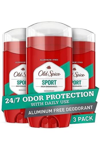 Old Spice مزيل عرق خالٍ من الألومنيوم للرجال، مناسب للرياضات عالية التحمل، 3 أونصة لكل عبوة، عبوة من 3 قطع