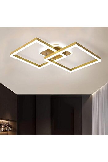 Jiju Candelabru LED pătrat auriu, telecomandă WiFi 2.4G, 3 lumini reglabile