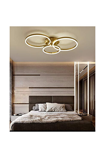 edc LED chandelier 160W Gold 3 circles 50cm+40cm+30cm, WiFi 2.4G remote control 3 lights dimmable