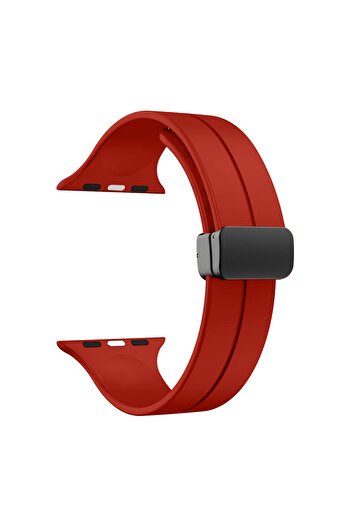 Good Case Apple Watch Se 3 (44mm) Compatible Silicone Band with Metal Buckle-84 Red