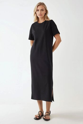 Hiccup Round Neck Relaxed Cut Midi Dress