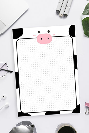 shop Cow Pattern 2-Piece A4 & A5 Notepad, Memo Pad, Note Paper, Notepad, Check List, School Notebook