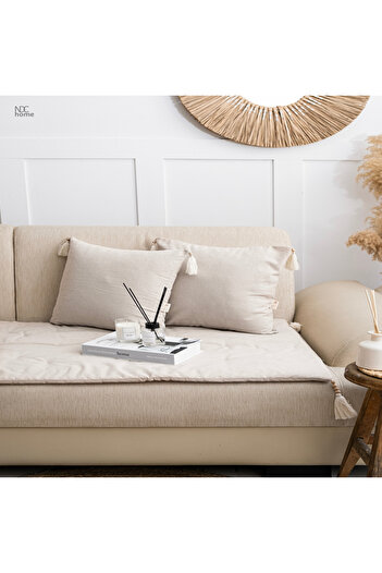 NDC HOME Cream Piremium Linen Pet Friendly Linen Sofa Pad / Mattress [with Throw Pillow]
