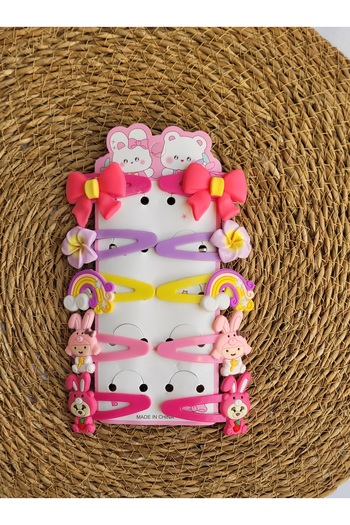 LO ADORO Snap Buckle Mixed Set 10 Pieces Figured Baby Kids Buckle Rainbow Lotus Flower Rabbit Bow Buckle