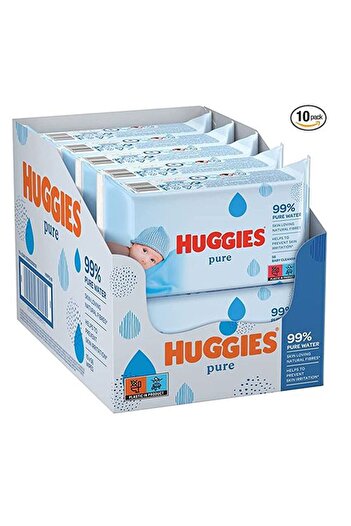 Huggies Baby Wipes With 99 Percentage Pure Water for Sensitivity (Pack of 10)