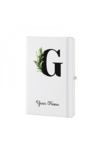 Dekormarket Personalized White Notebook with Initial “G”