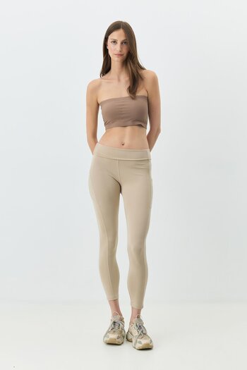 C&City Seamless Laser Cut Strapless Bustier Without Underwire with Removable Pad 1019 Cappucino