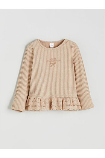 LC Waikiki Lcw Babybrown Crew Neck Girl's T-Shirt and Leggings