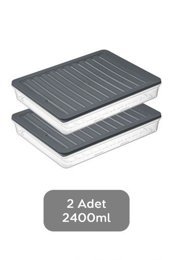 Clevora 2-Piece Storage Container, Microwave Compatible Storage Container Anthracite 2 X 2400 ml