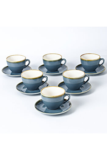 sharpdo 220 ML Ceramic Coffee Cup And Saucer Kiln Glaze Changing Process Six Cup And Saucer Set