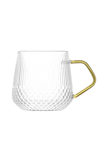 sharpdo 300 ML Glass Relief Square Handle Cup