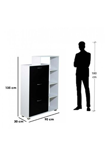 BAITY Two-Tier Malaysian Wood Shoe Cabinet with Side Shelves