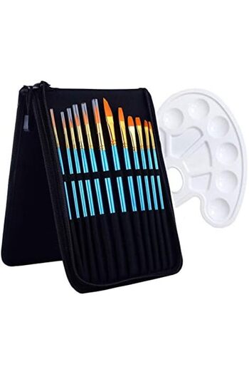 Jiffy 12 Pcs Paint Brush Set for Watercolor Acrylic Painting, Oil Painting, Nail Art, Body Painting with P