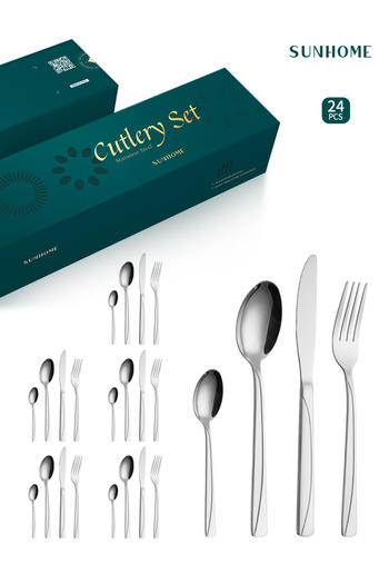 Sunhome 24-Piece Stainless Steel Cutlery Set Silver