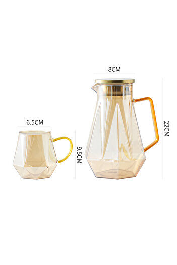 sharpdo Transparent One Pot Four Cup Glass Diamond Water Set With Handle