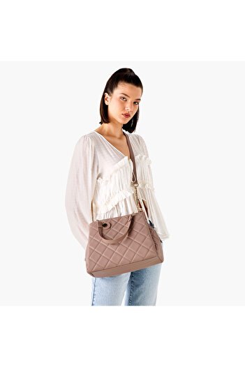 Adore Quilted Tote Bag with Adjustable Chain Strap and Zip Closure