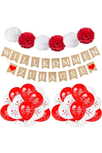 KKSJK Thanksgiving Party Set, Paper/Latex, Red/White, 30 cm