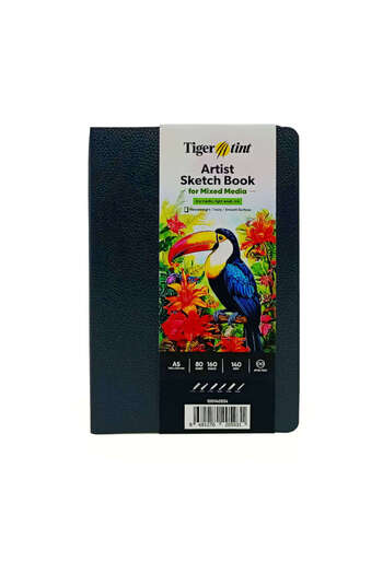 Tigertint Soft Cover Mixed Media Multi-Purpose Art Notebook 140 g A5 80 Sheets Black 100140534