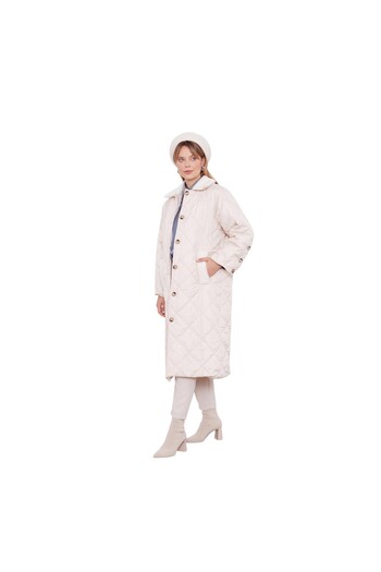 Levidor Women's Fur Detailed Quilted Coat