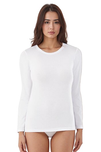 QKK Γυναικείο μακρυμάνικο μπλουζάκι Modal Cotton Lycra 2 τεμαχίων Q6K6K1T7KA
