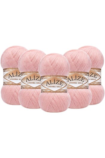 Alize Angora Gold 5 Pack Hand Knitting Yarn 100g X 5 Pieces - Color Code: 363 - Bridal Pink