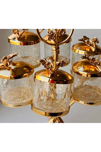 AZADE BAKIR Gold Rice Japongul Midi Cracked Glass Zigzag 6-Piece Spice Set