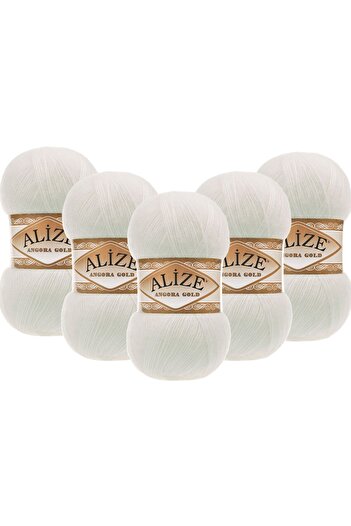 Alize Angora Gold 5 Pack Hand Knitting Yarn 100g X 5 Pieces - Color Code: 62 - Light Cream