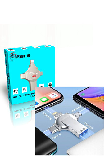 ANADOLU PARS 64Gb Otg 4in1 Flash Disk - USB 3.0 - iPhone - Typec - Micro