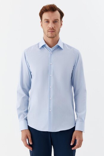Sabri Özel Classic Collar Men's Shirt Blue