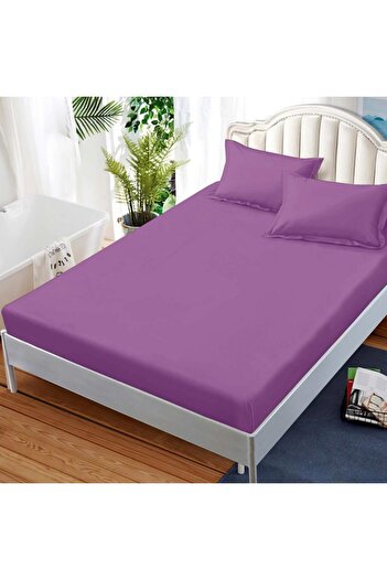 OEM Bed cover with elastic, cotton, 140x200 cm, Turkey, purple