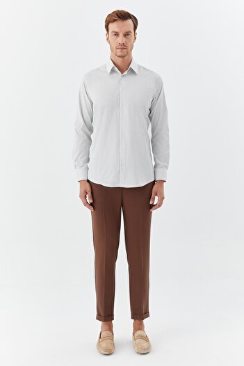 Sabri Özel Classic Collar Men's Shirt Khaki