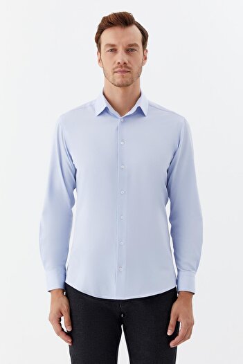 Sabri Özel Classic Collar Men's Shirt Blue