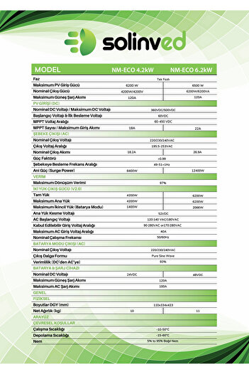 SOLİNVED NM-ECO 4.2 kw MPPT Off Grid İnverter