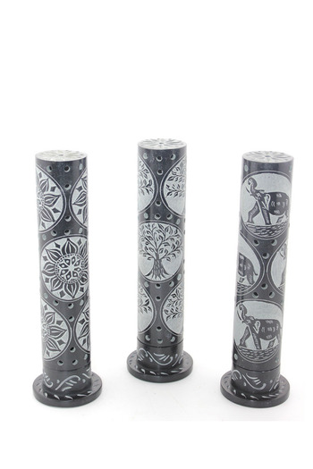 Larimar Obsidian Stone Embroidered Tower Incense Burner Model 2