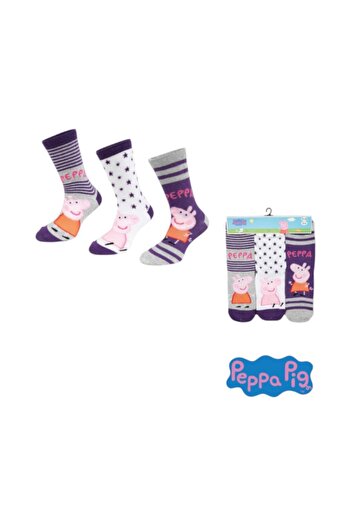 Peppa Pig Set of 3 pairs of children's socks, purple, 31-34, Peppa Pig