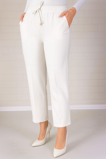 VOICTEC Plus Size Bell Fabric Pocket Carrot Pants with Elastic Waist