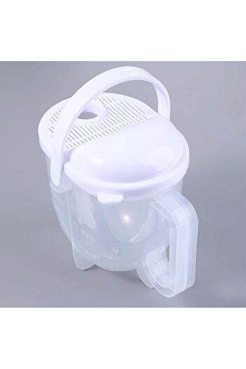 divendi-ro Strainer for rice, with sieve and lid, plastic, capacity 1L, 15.5x17cm, white-transparent