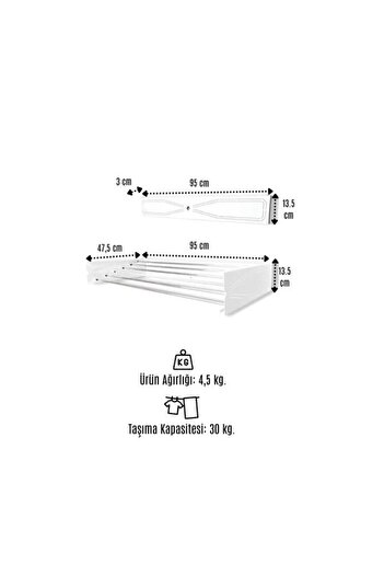 HMS Retractable Wall-Mounted Clothes Dryer HMP-1001-03, 95 cm, Indoor/Outdoor, Decorative Design, Space-