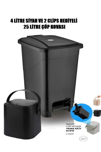 Carat Home 25 Liter Trash Can with 4 Liters and 2 Clips as a Gift