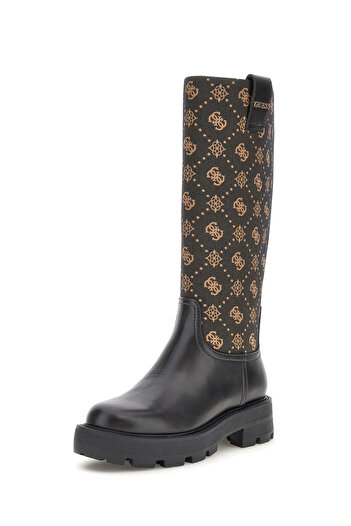 Guess Women's Yannis Monogram Patterned Thick Soled Boots - Brown