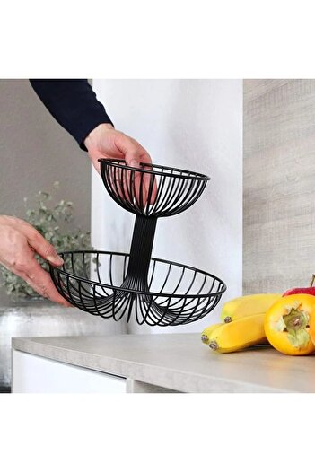 divendi-ro Metal fruit holder, two levels, dimensions 30x29cm, black
