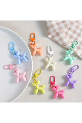 ELENKA Balloon Dog Keychain Pin Lock Detailed Bag Charm Light Pink