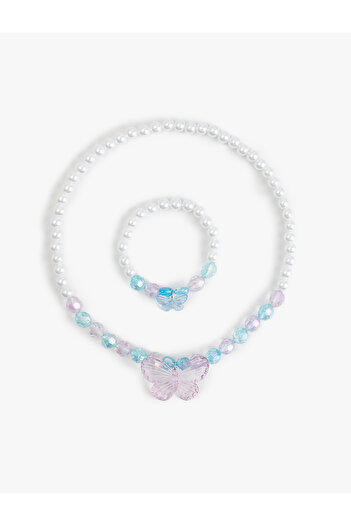 Koton Beaded Butterfly Detailed Bracelet and Necklace Set