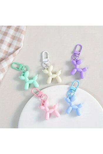 ELENKA Balloon Dog Keychain Pin Lock Detailed Bag Charm Light Pink