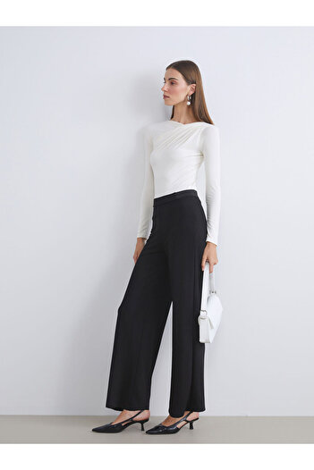 LC Waikiki Sparkling Selections from Shining Store |   Wide Leg Women's Trousers with Elastic Waistband