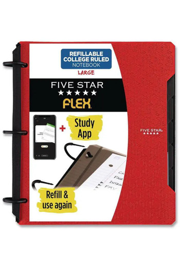 Mead FIVE STAR Flex Refillable Notebook, College Ruled Paper, 1 Inch Rings, 200 Sheet Capacity