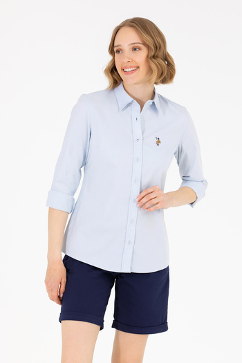 U.S. Polo Assn. Slim fit plain shirt with colorful logo embroidery