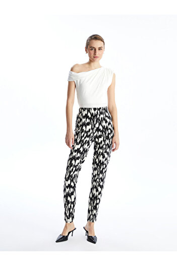 LC Waikiki Quality Parts from Celebi Store |   Patterned Women's Trousers with Elastic Waist