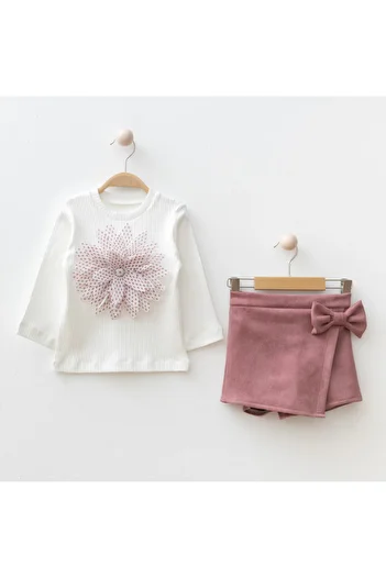 My Lusa baby wear Girl's Suit with Floral Accessories Shorts Skirt