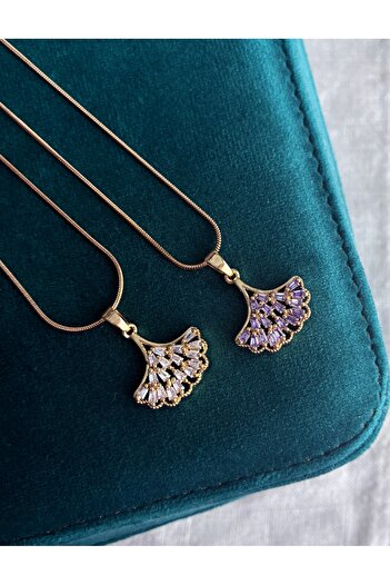 Miltonia Zircon Stone Leaf Steel Necklace